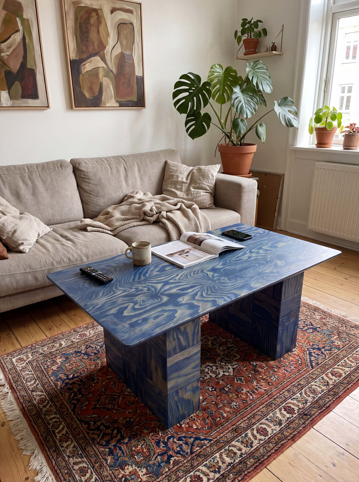 Tetra Wooden Coffee Table for Living Room | Grid Design