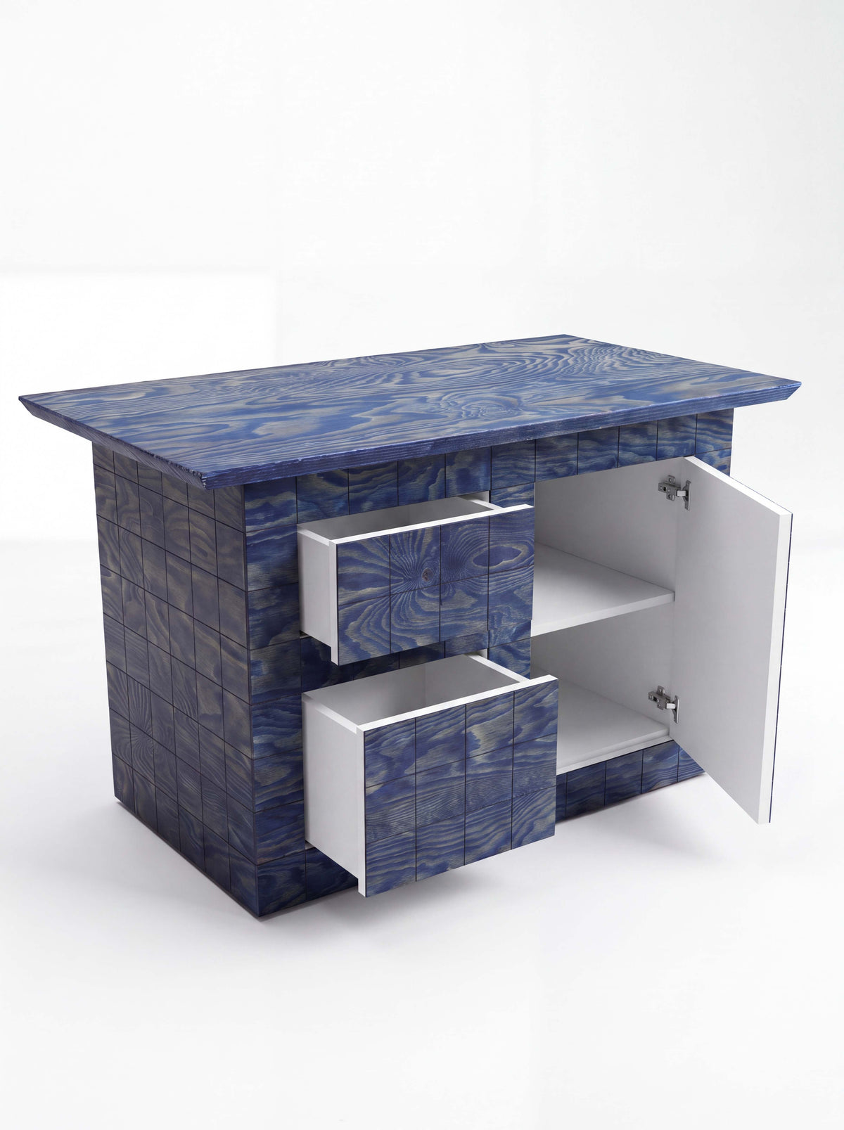 Tetra Modern Kitchen Island Table with Drawers | Grid Design