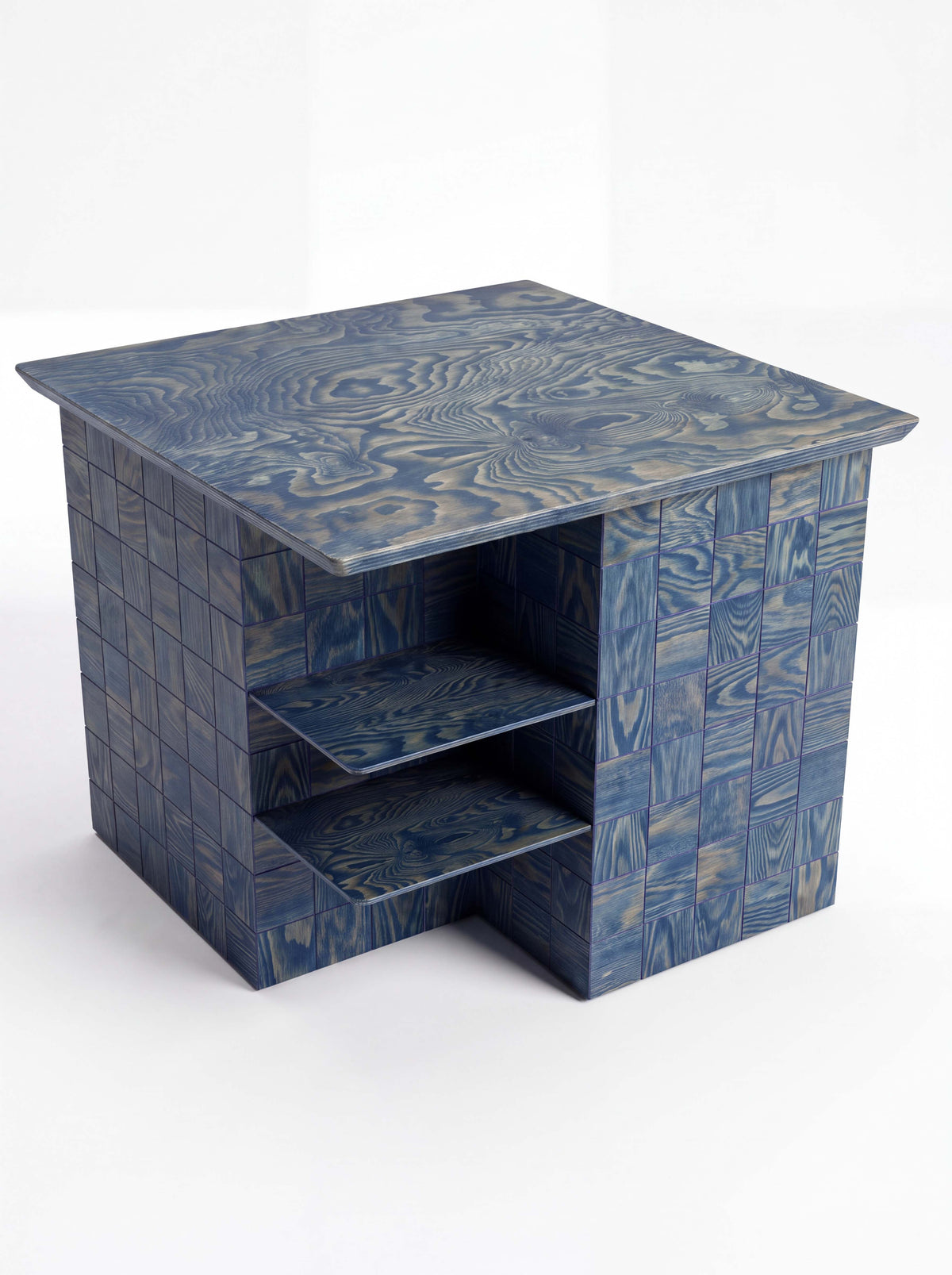 Tetra Modern Kitchen Island Table with Shelves | Grid Design