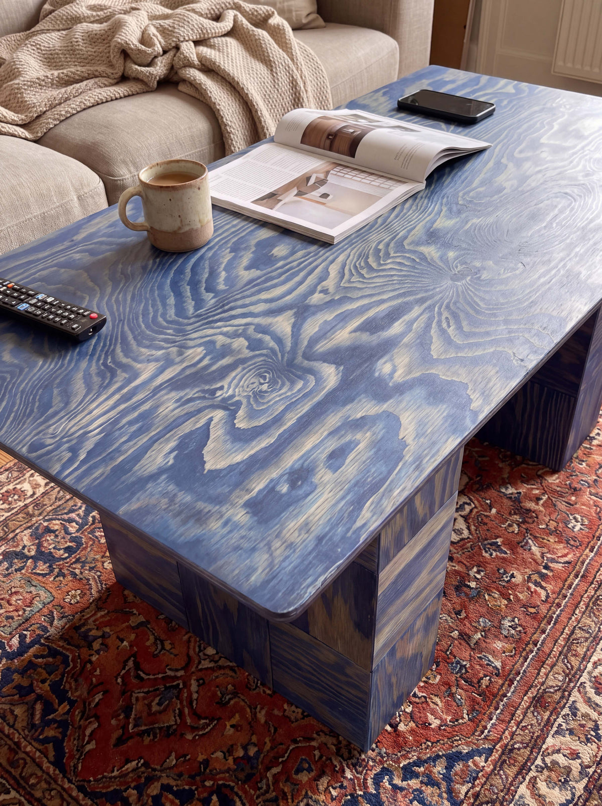 Tetra Wooden Coffee Table for Living Room | Grid Design