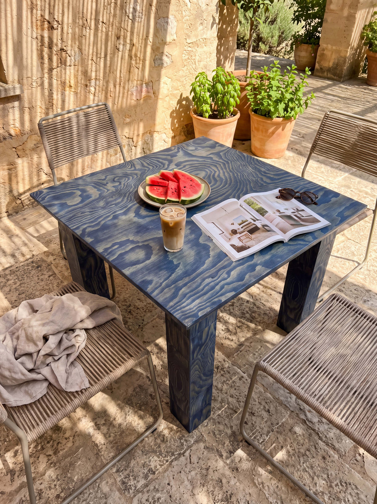 Tetra Handcrafted Outdoor Dining Table | Grid Design