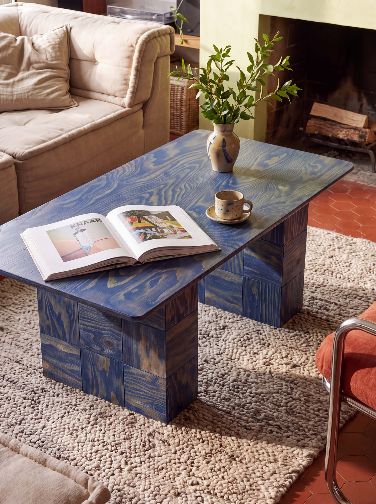 Tetra Wooden Coffee Table for Living Room | Grid Design
