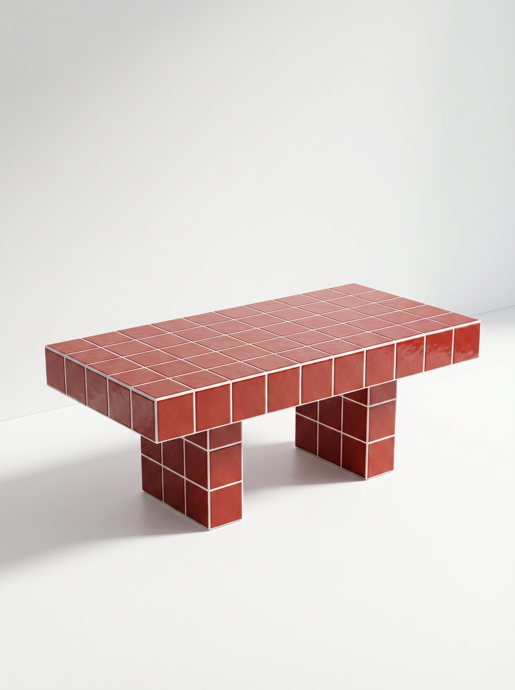 Tiled Coffee Table with 2 Legs, Retro