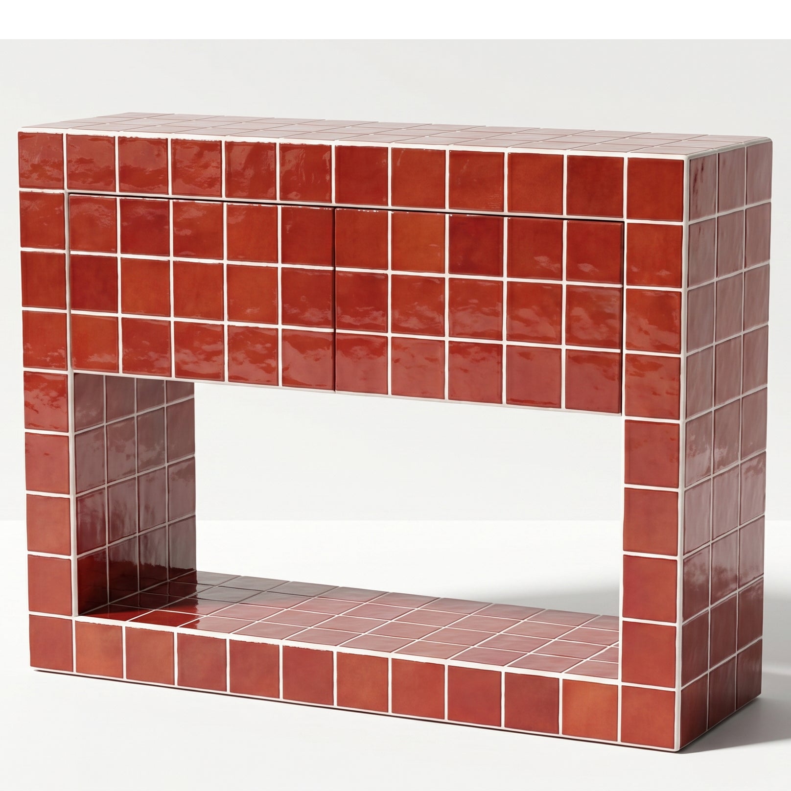 Tiled Console with 2 Drawers, Retro