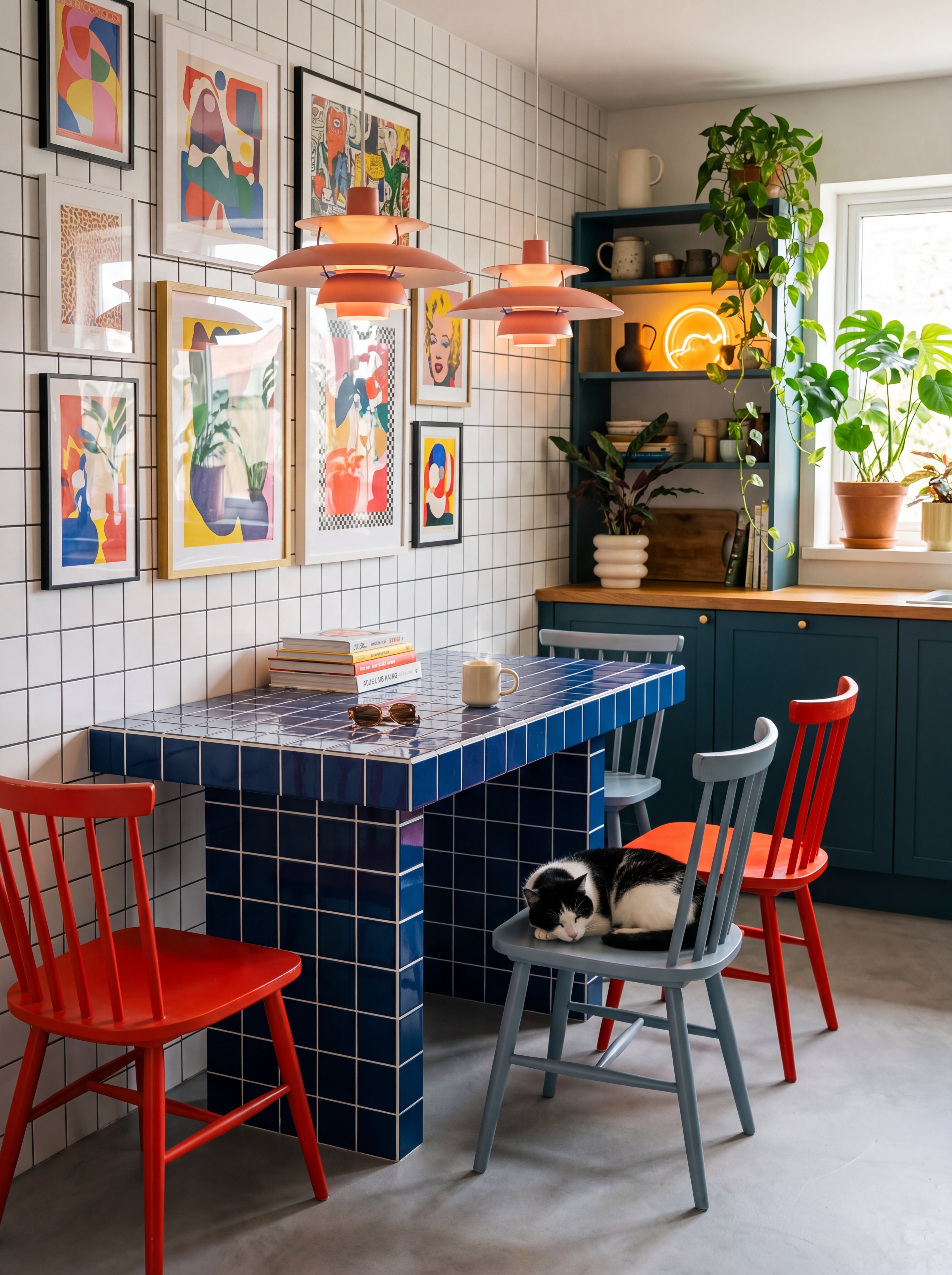 Tiled Dining Table, Retro