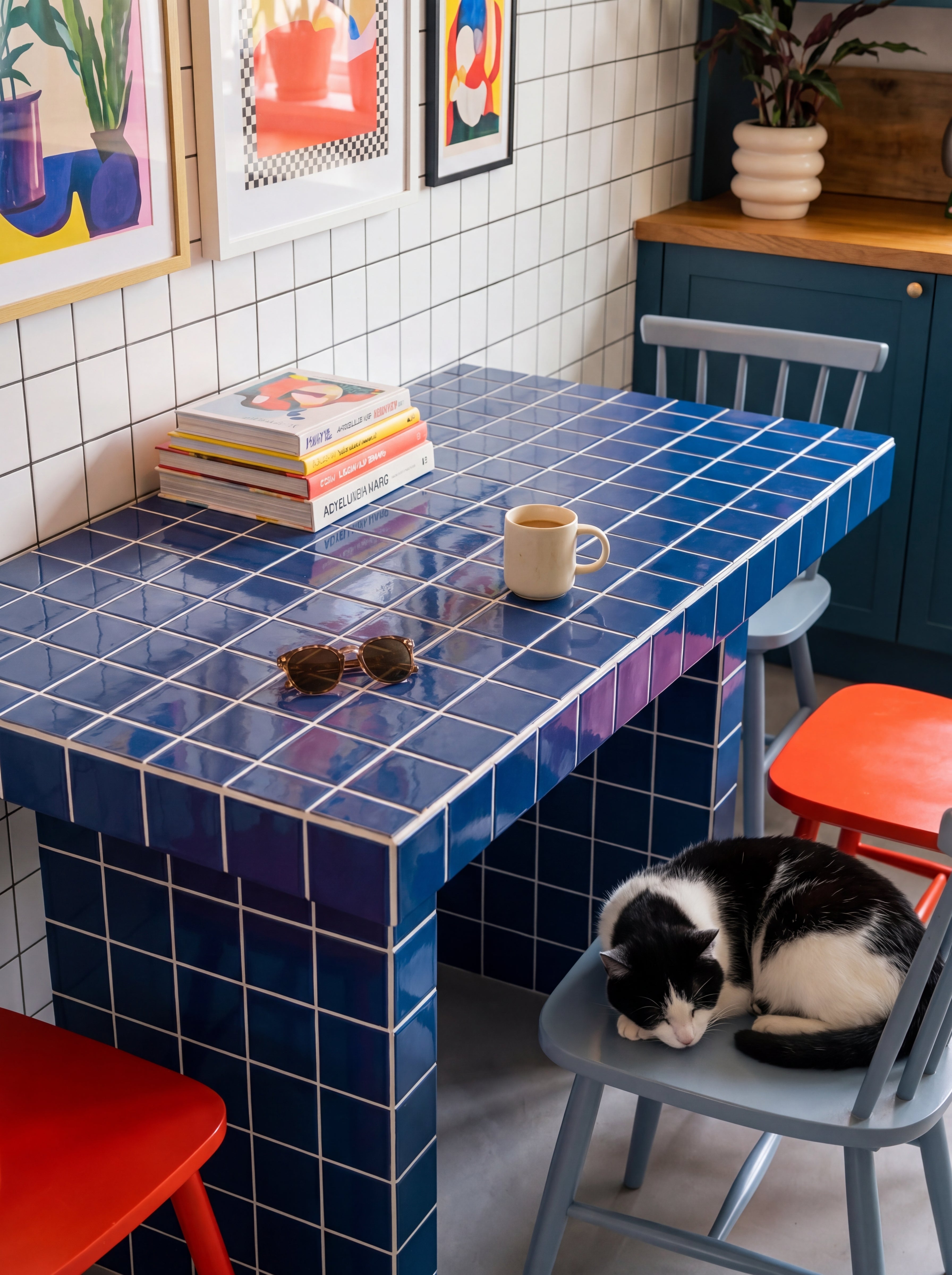Tiled Dining Table, Retro