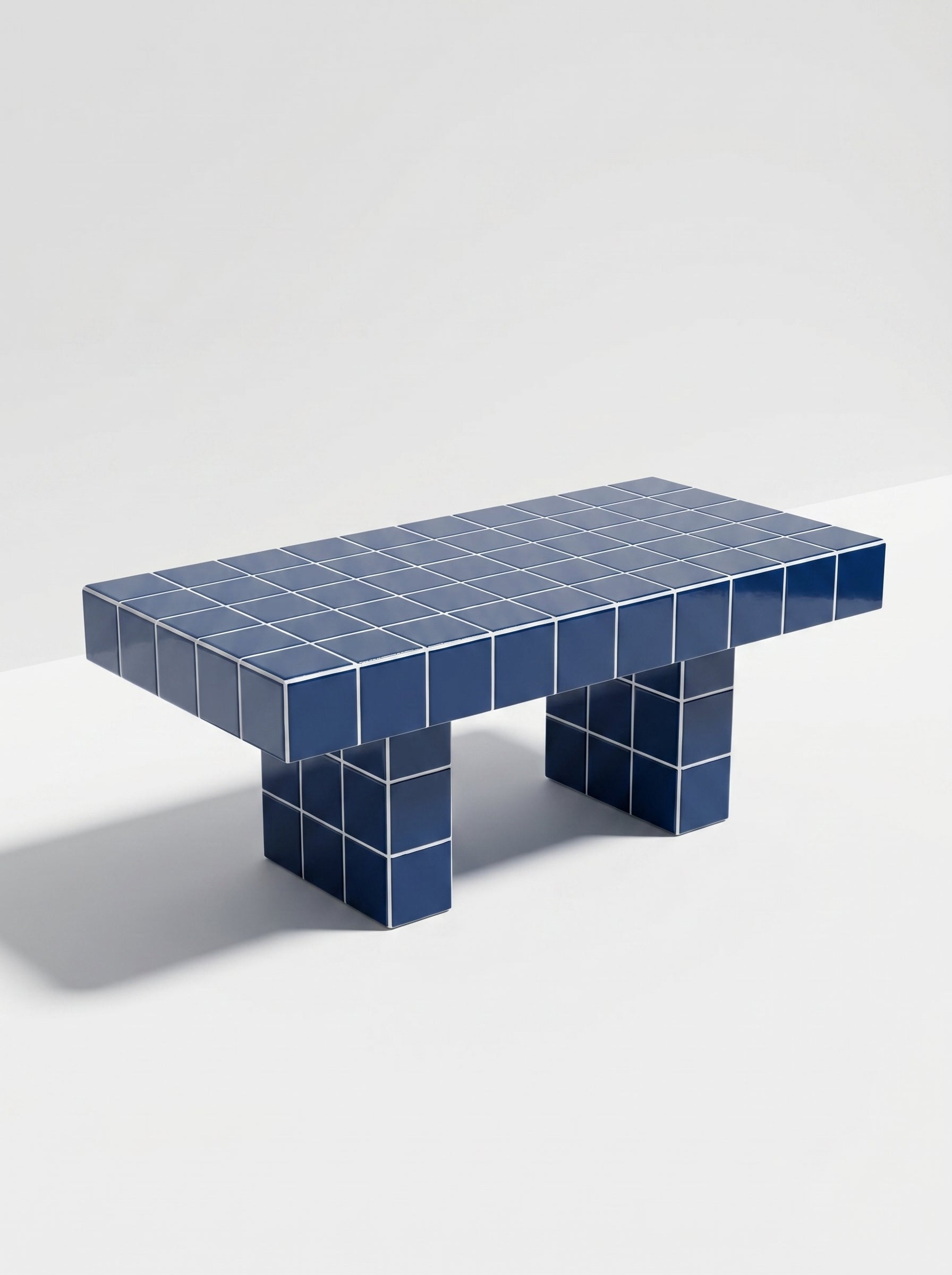 Tiled Coffee Table with 2 Legs, Retro