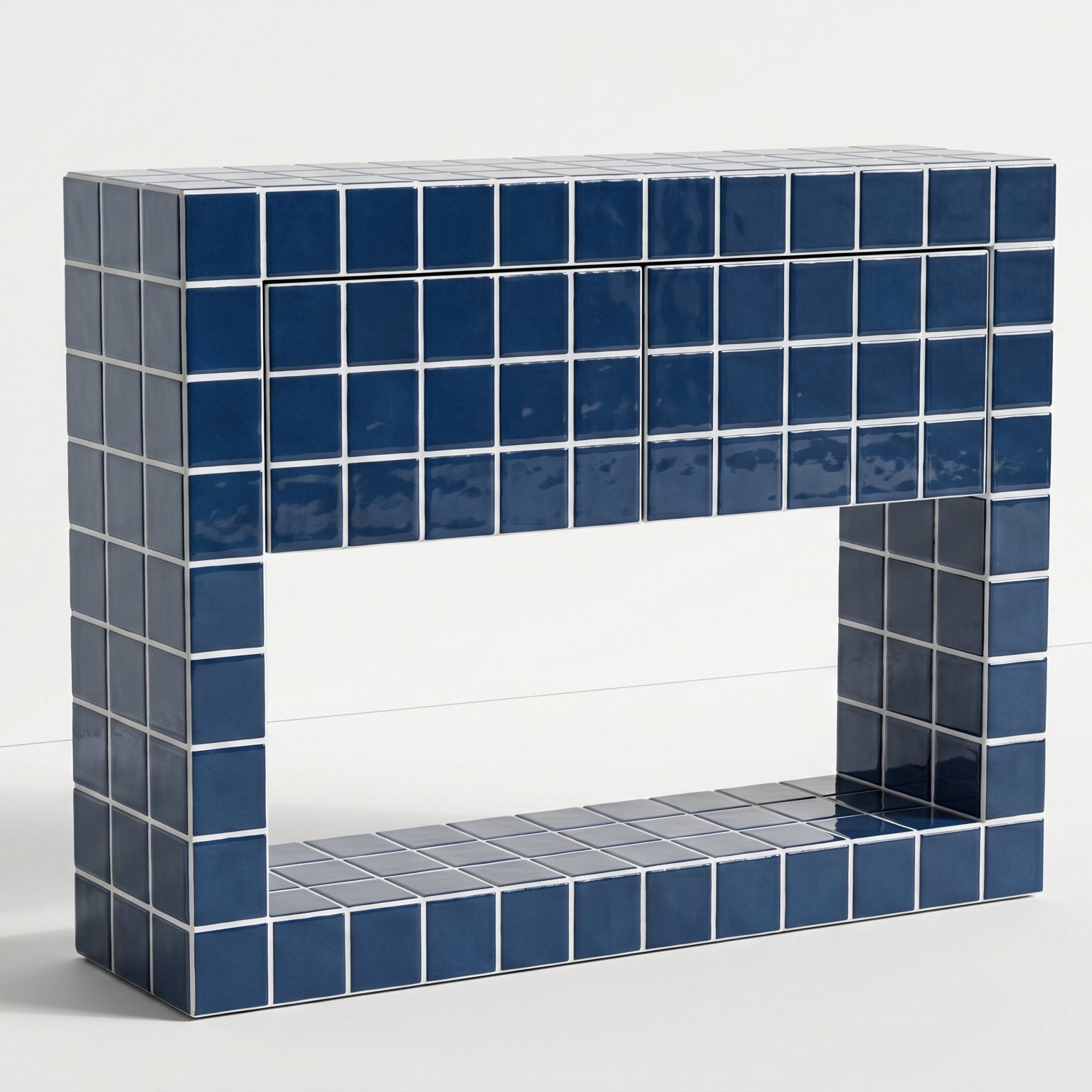 Tiled Console with 2 Drawers, Retro
