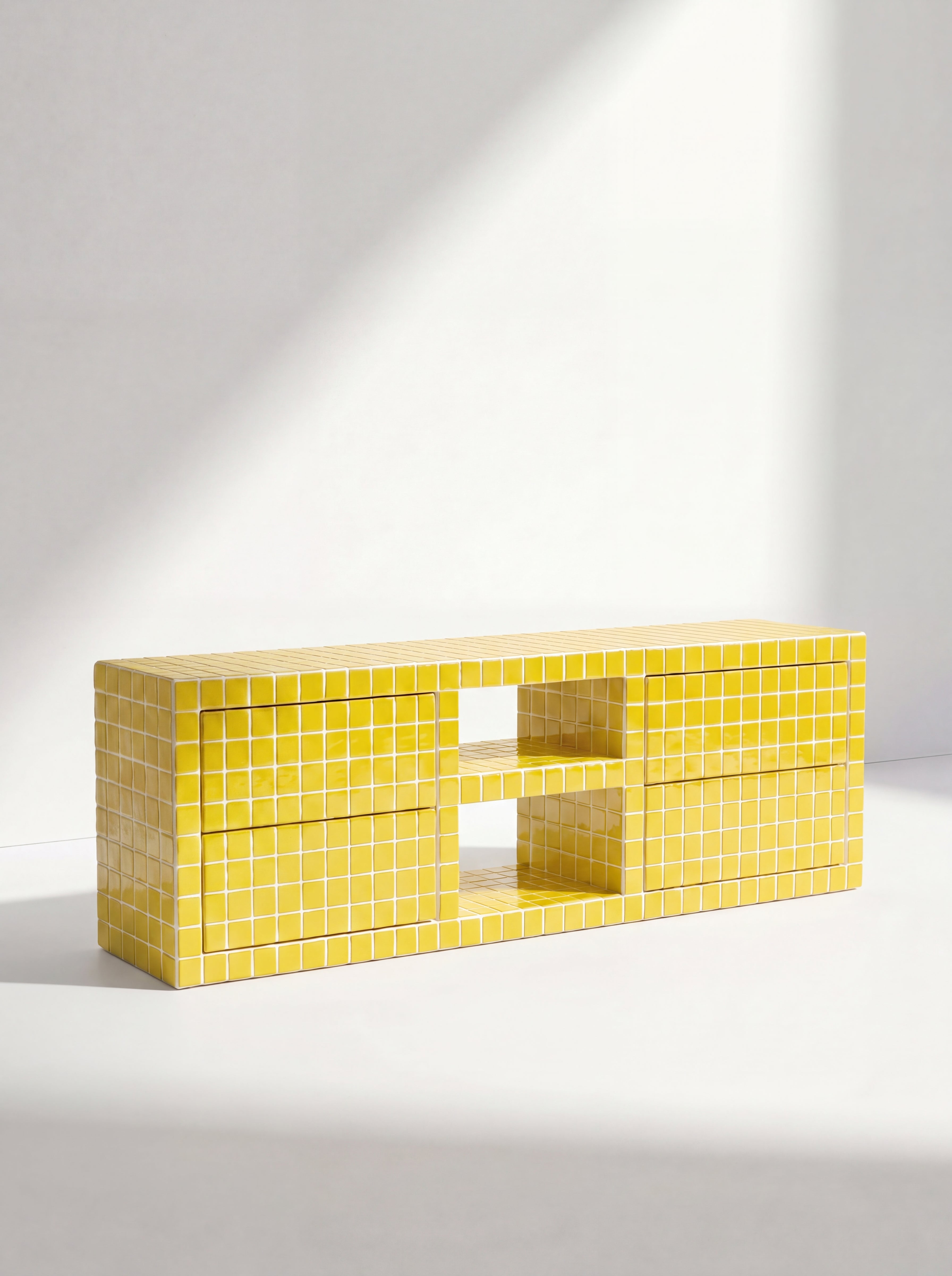 Tiled TV Stand with 4 Drawers, Fun