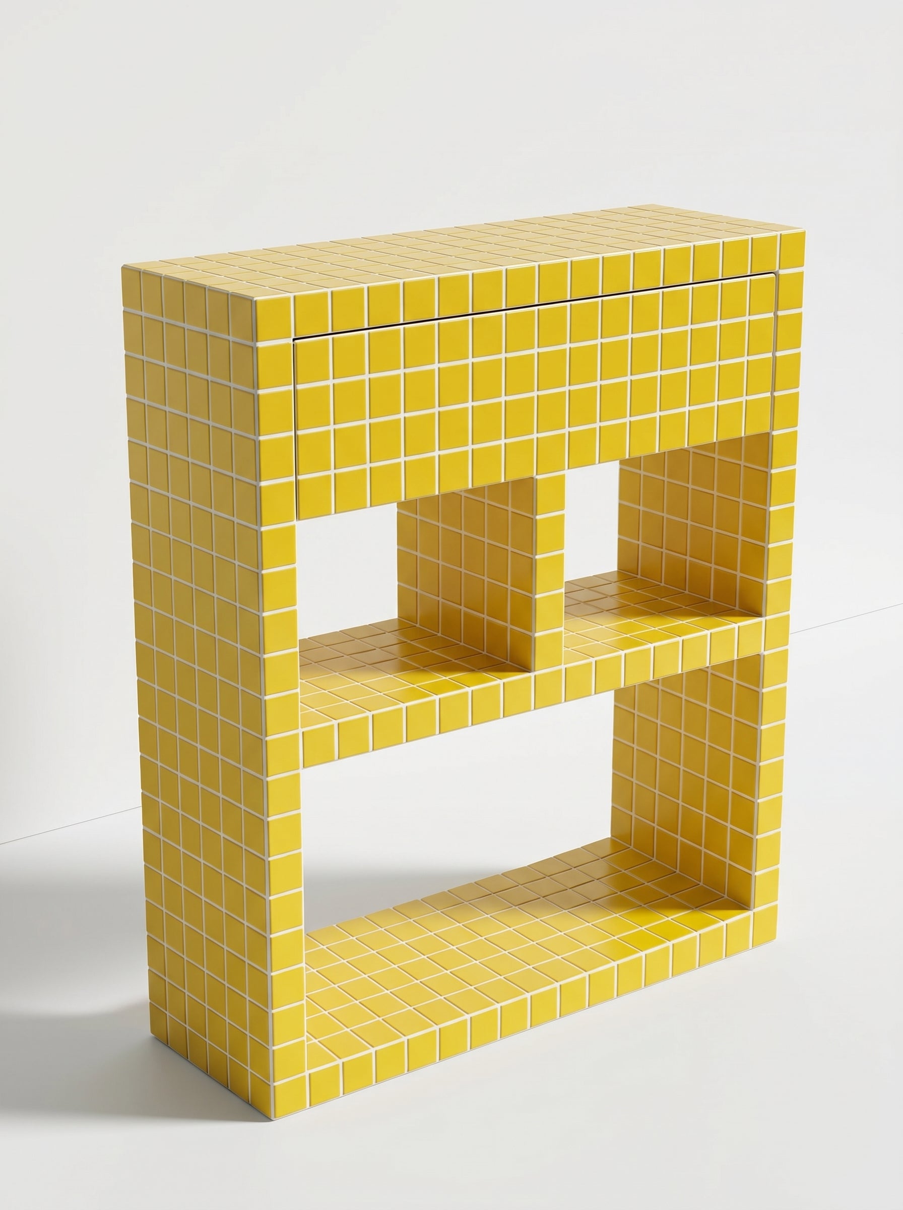 Tiled Bookshelf with Drawer, Console
