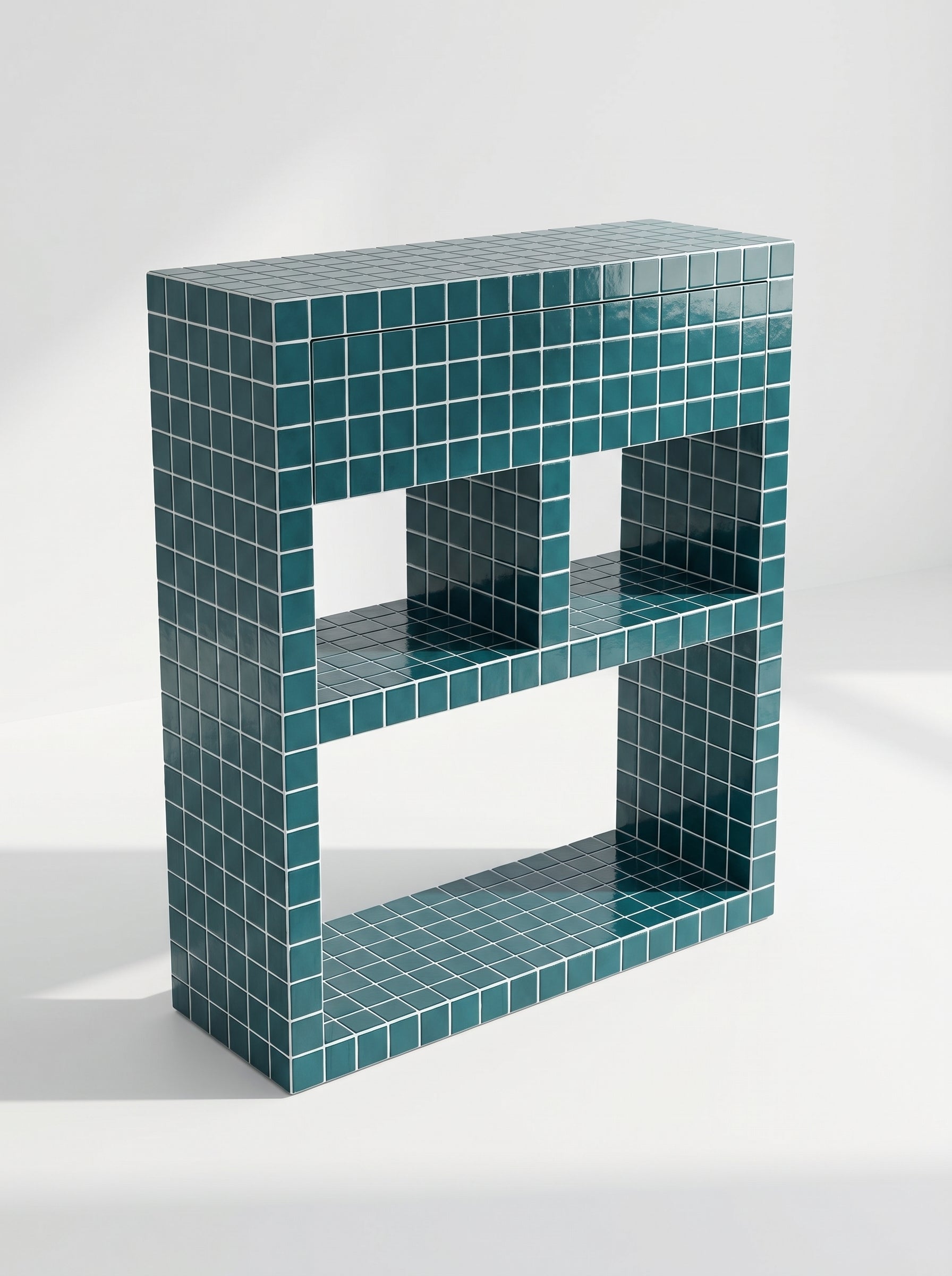 Tiled Bookshelf with Drawer, Console