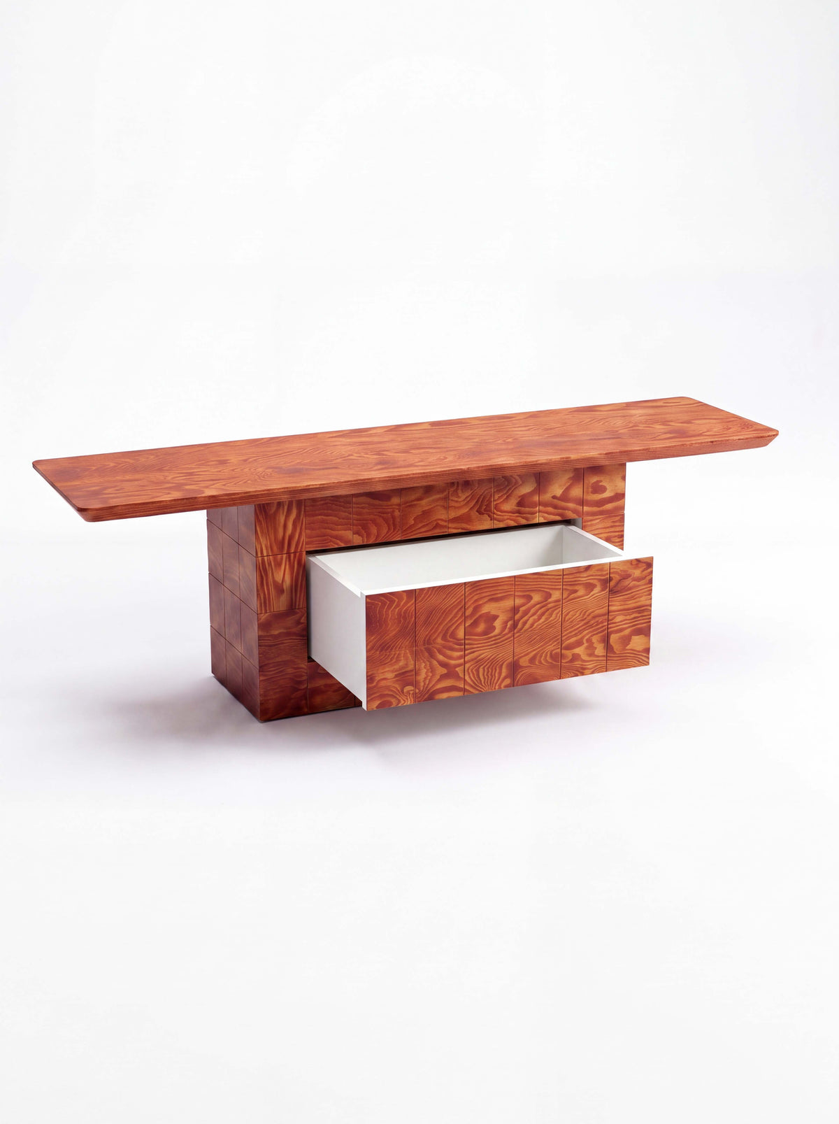 Tetra Modern Wood TV Stand with Drawer | Grid Design