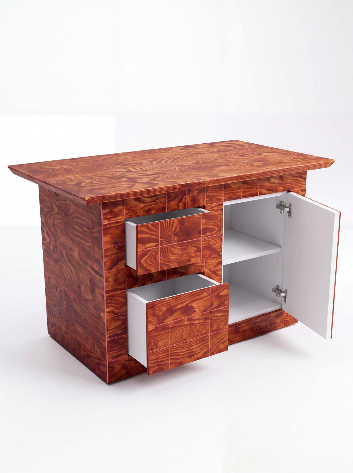 Tetra Modern Kitchen Island Table with Drawers | Grid Design
