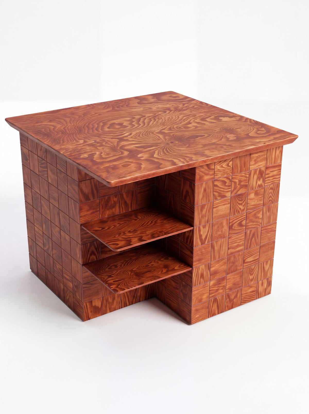 Tetra Modern Kitchen Island Table with Shelves | Grid Design
