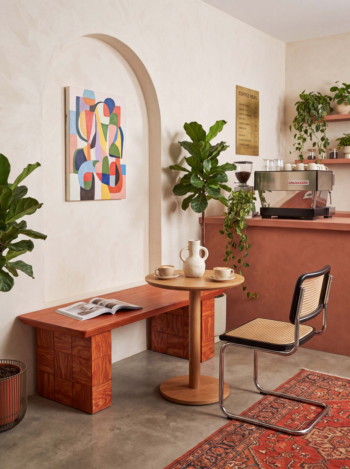Tetra Wood Entryway Bench | Grid Design