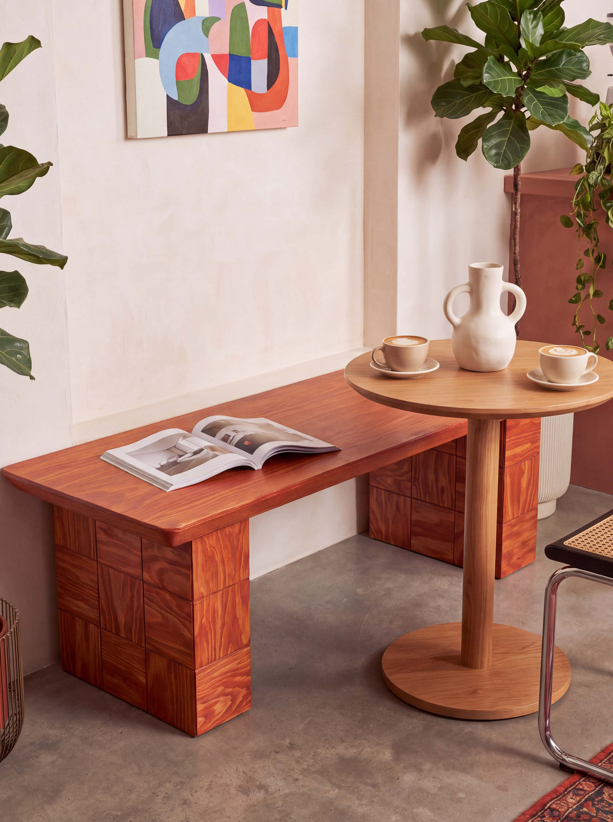 Tetra Wood Entryway Bench | Grid Design