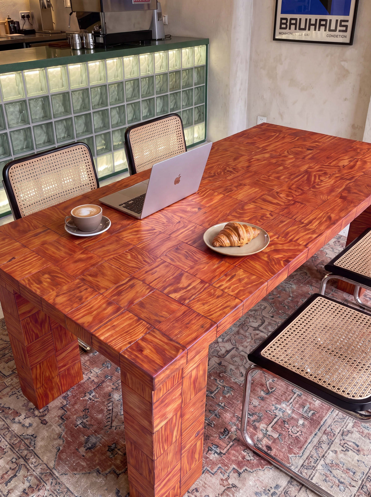 Tetra Modern Tiled Wood Dining Table | Grid Design