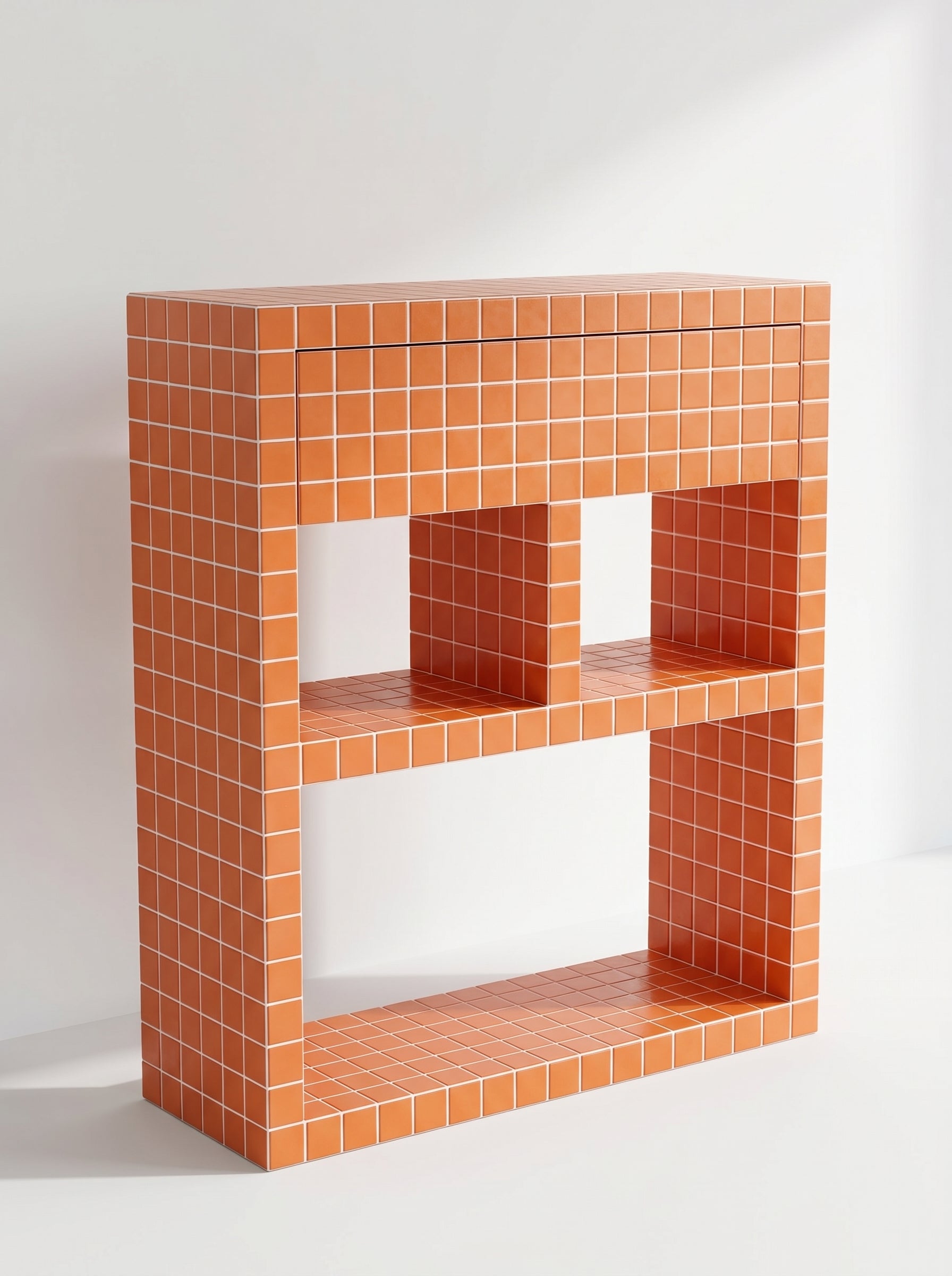 Tiled Bookshelf with Drawer, Console