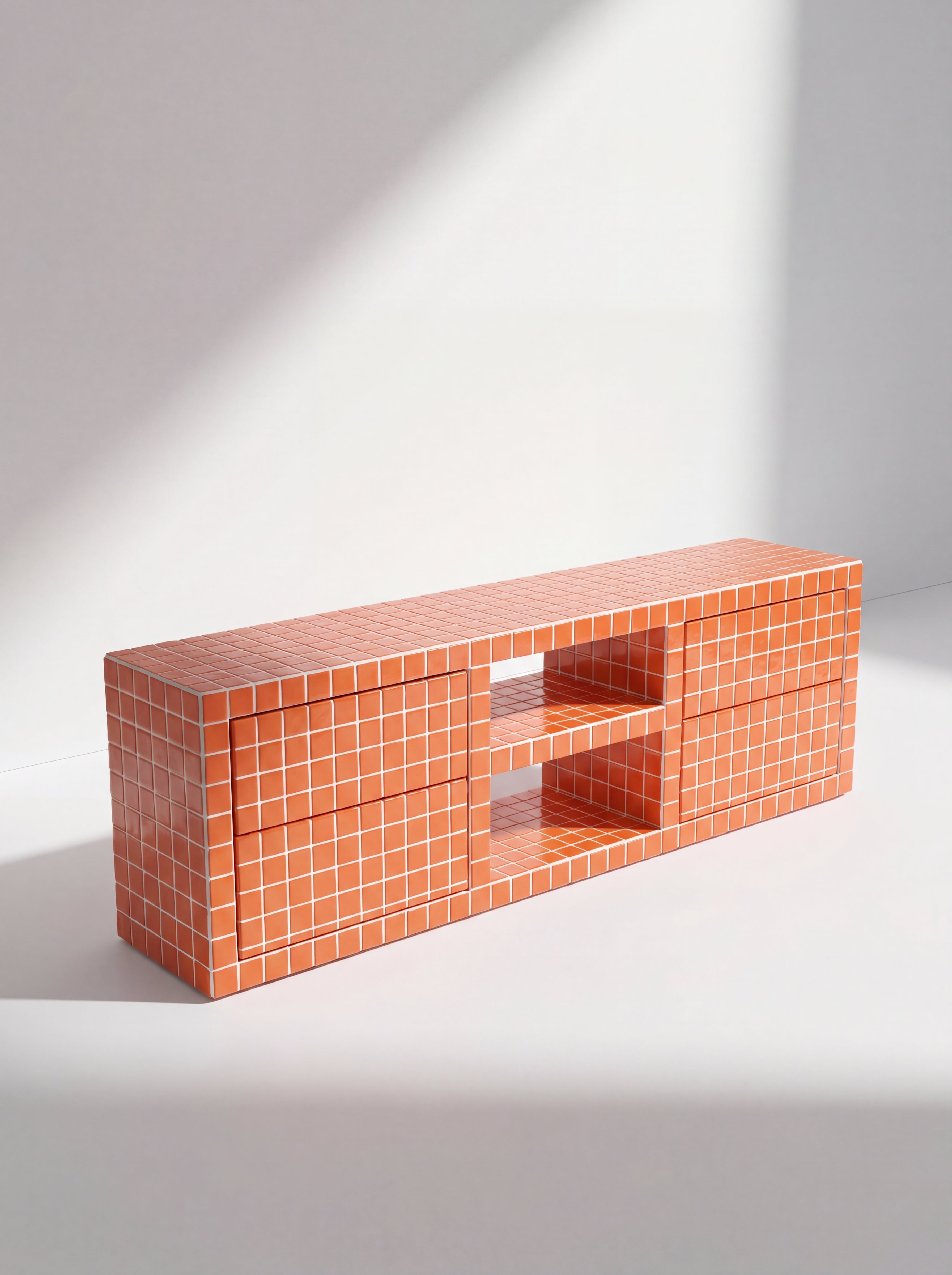 Tiled TV Stand with 4 Drawers, Fun