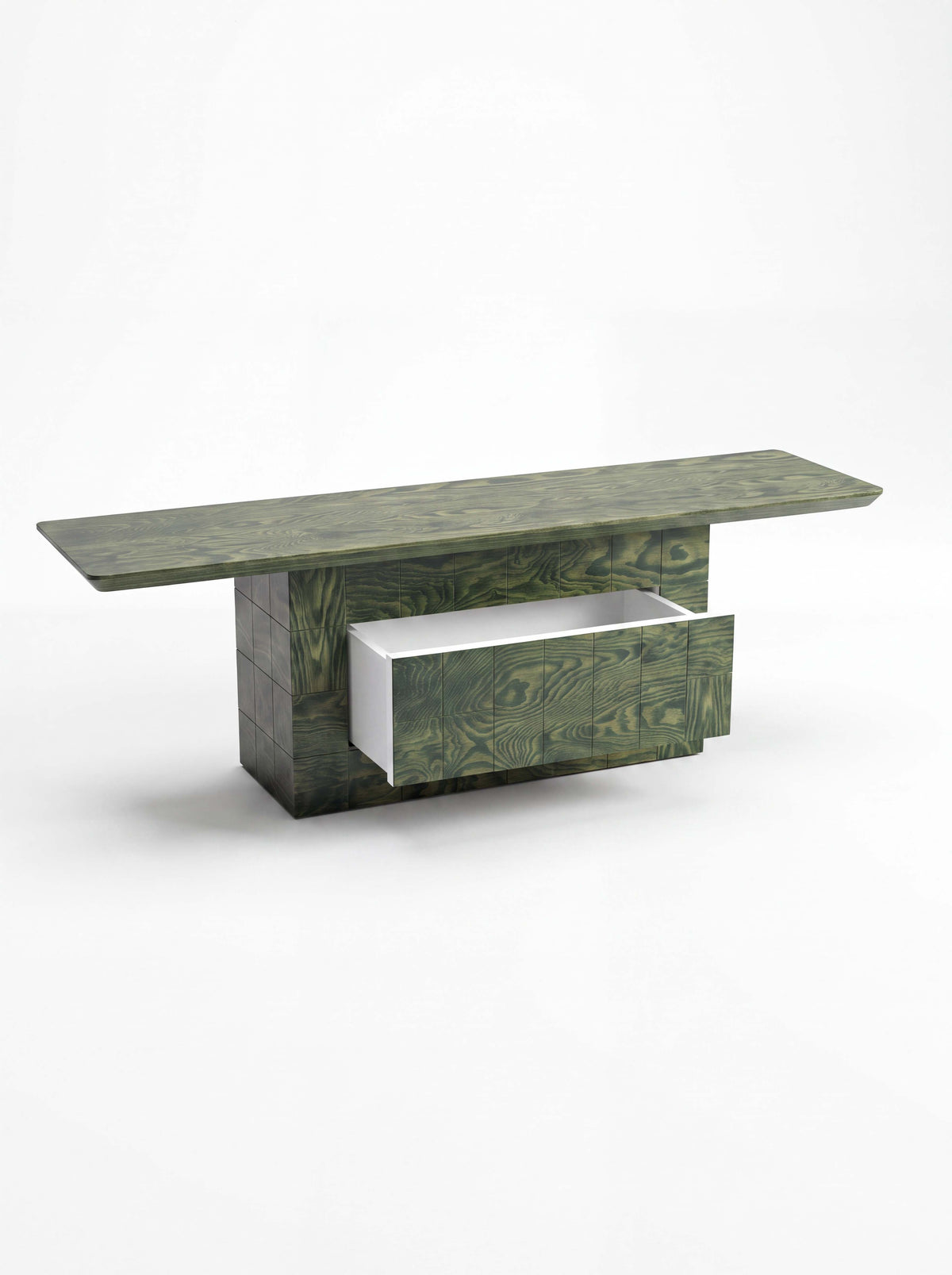 Tetra Modern Wood TV Stand with Drawer | Grid Design