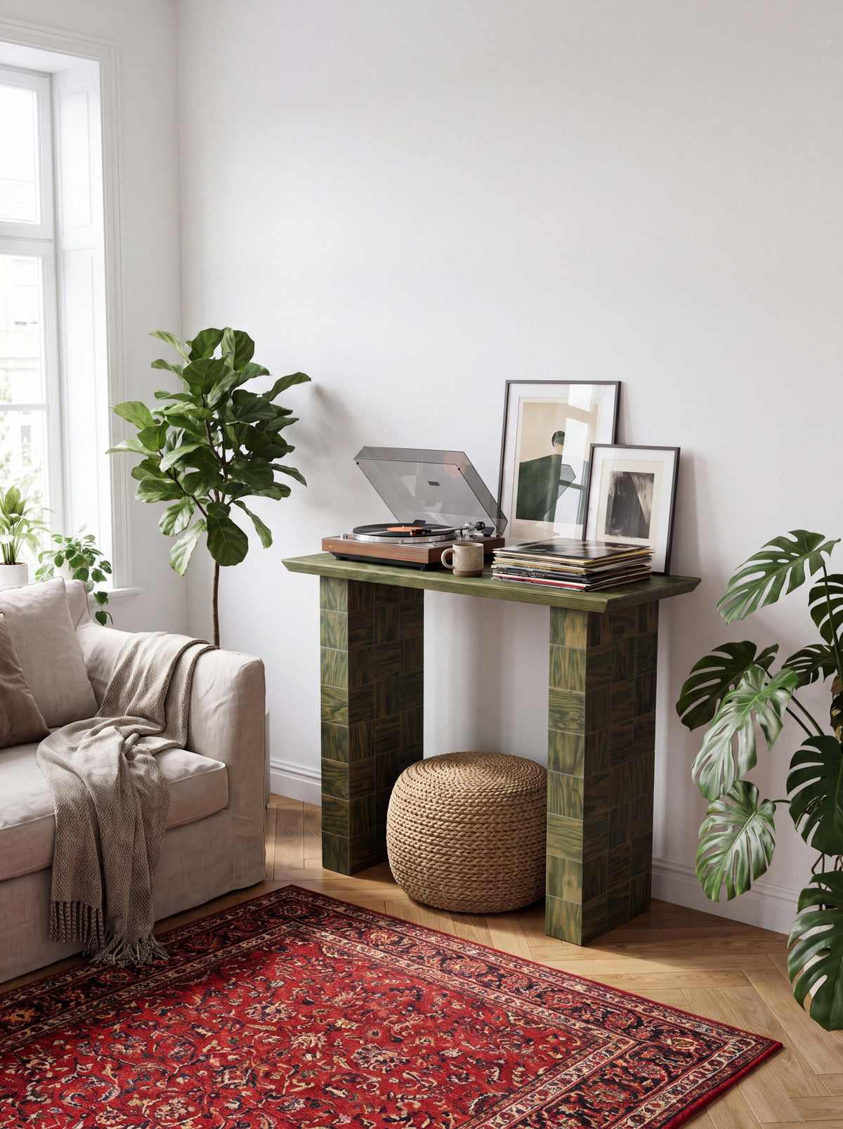 Tetra Handcrafted Bar Table | Grid Design