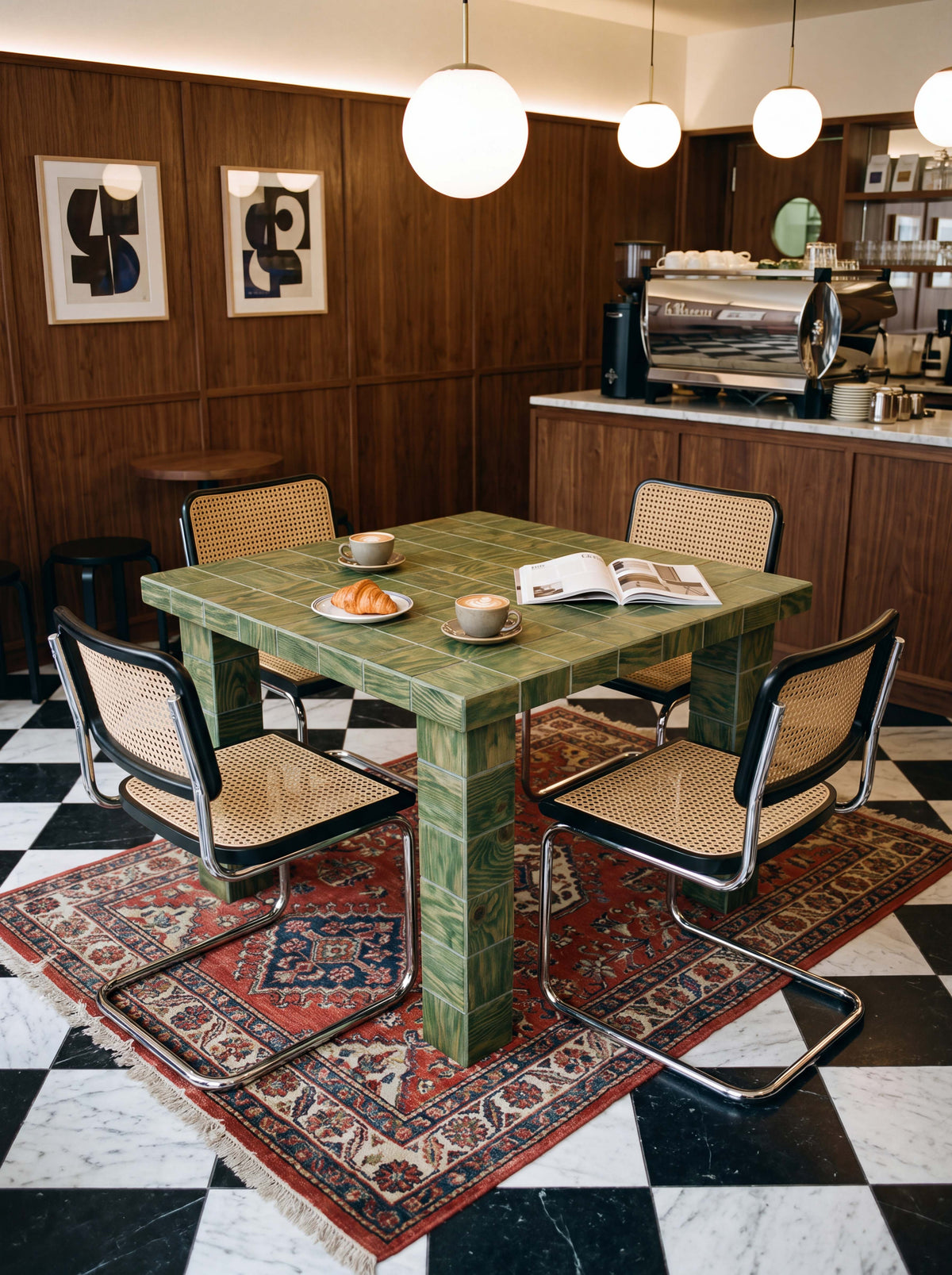 Tetra Checkered Wood Dining Table | Grid Design