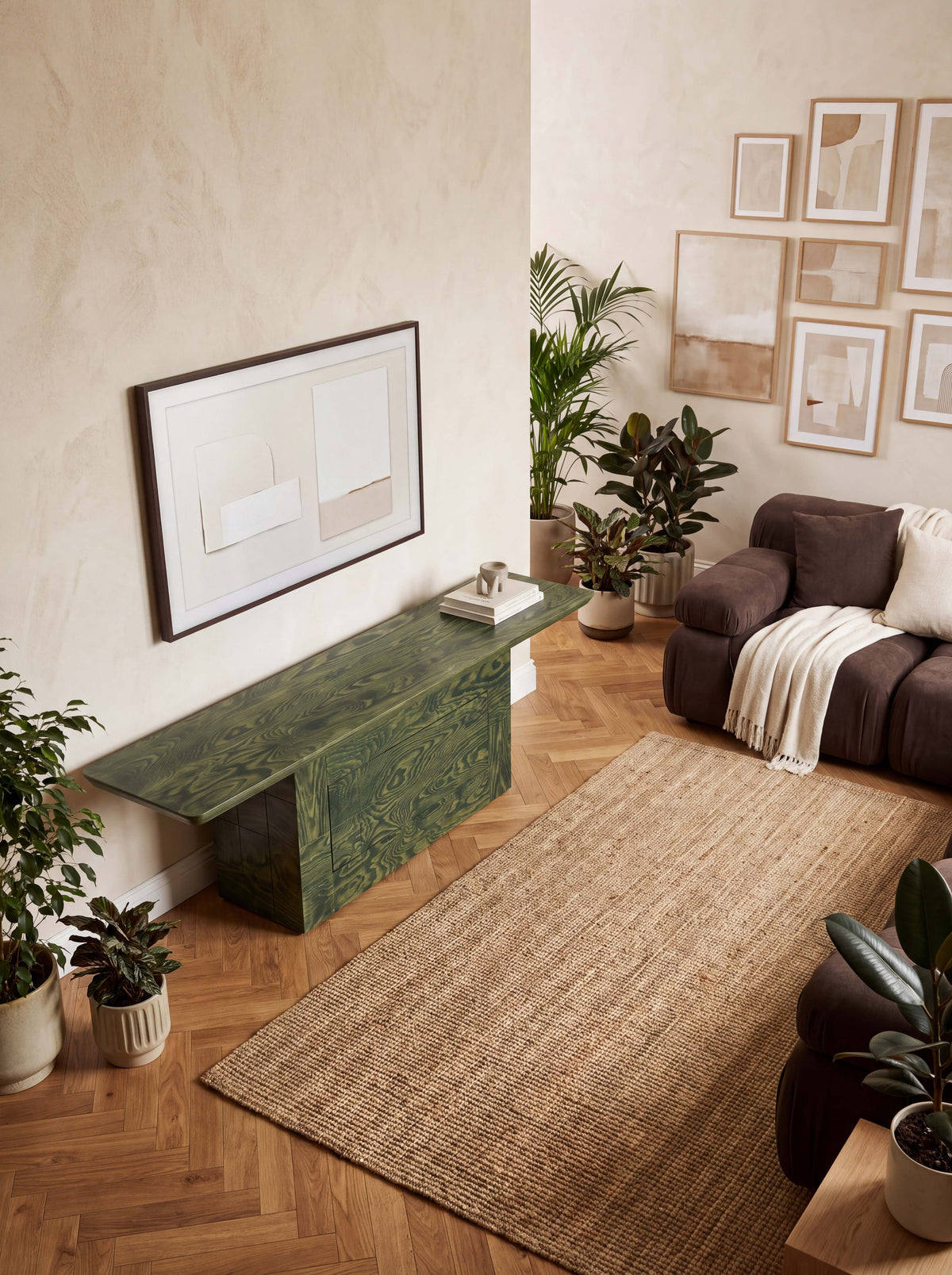 Tetra Modern Wood TV Stand with Drawer | Grid Design