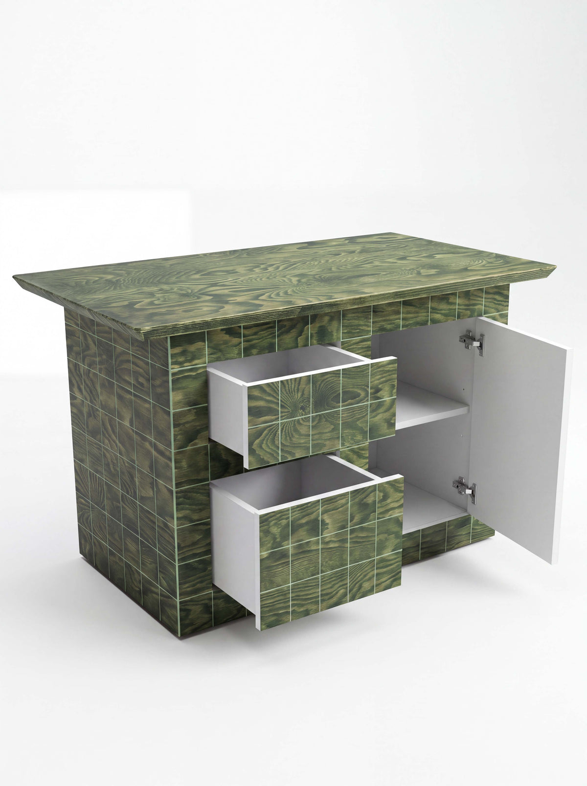 Tetra Modern Kitchen Island Table with Drawers | Grid Design