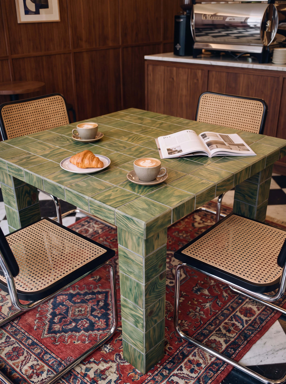 Tetra Checkered Wood Dining Table | Grid Design