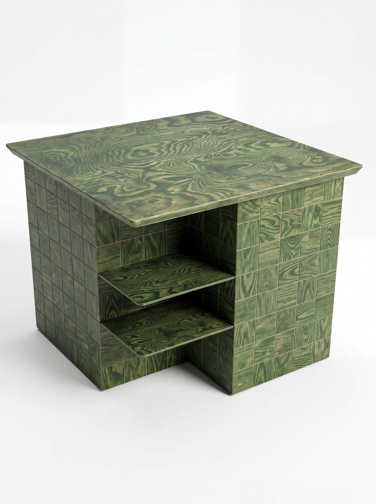 Tetra Modern Kitchen Island Table with Shelves | Grid Design