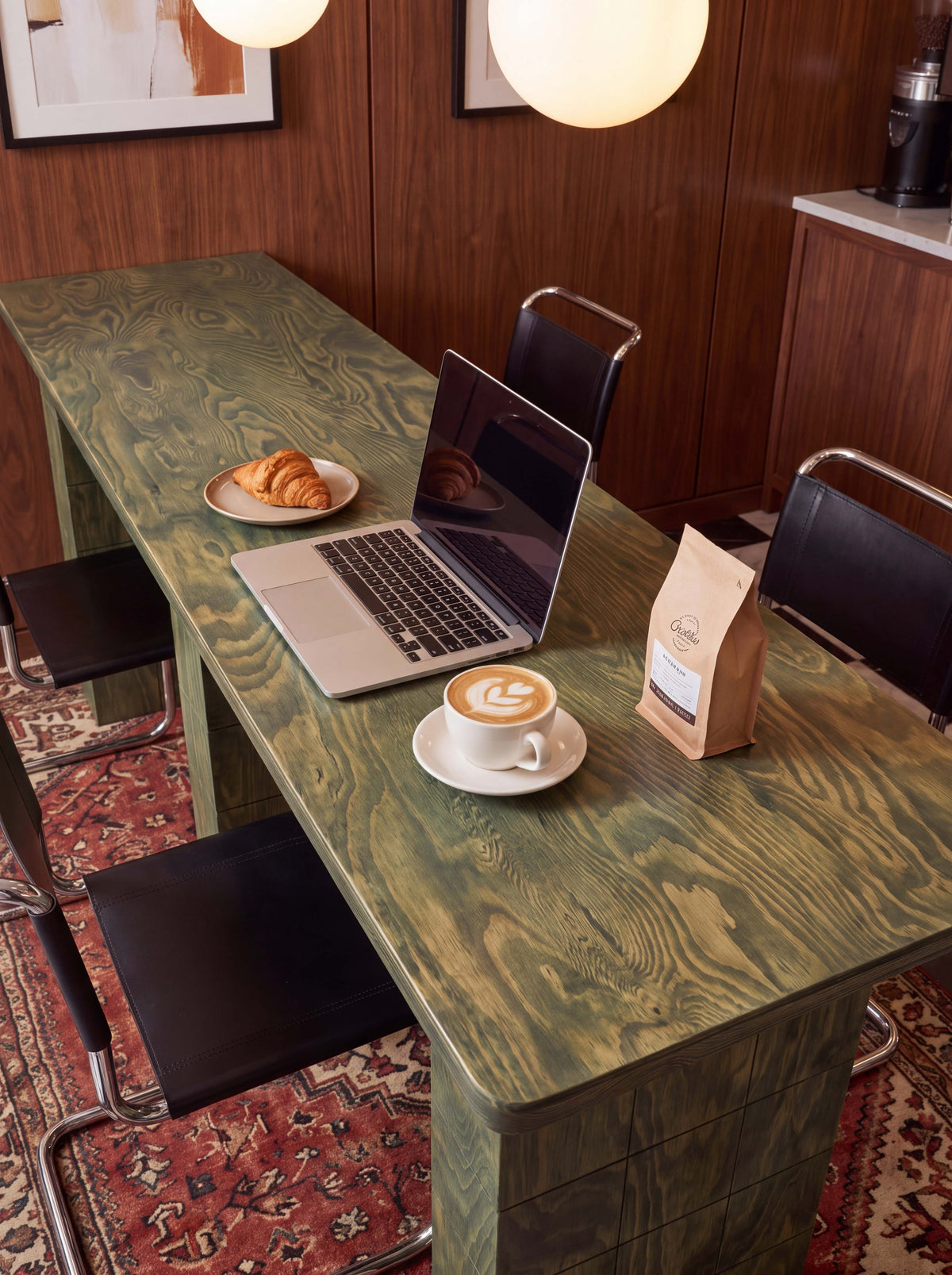 Tetra Handcrafted Wood Cafe Table | Grid Design