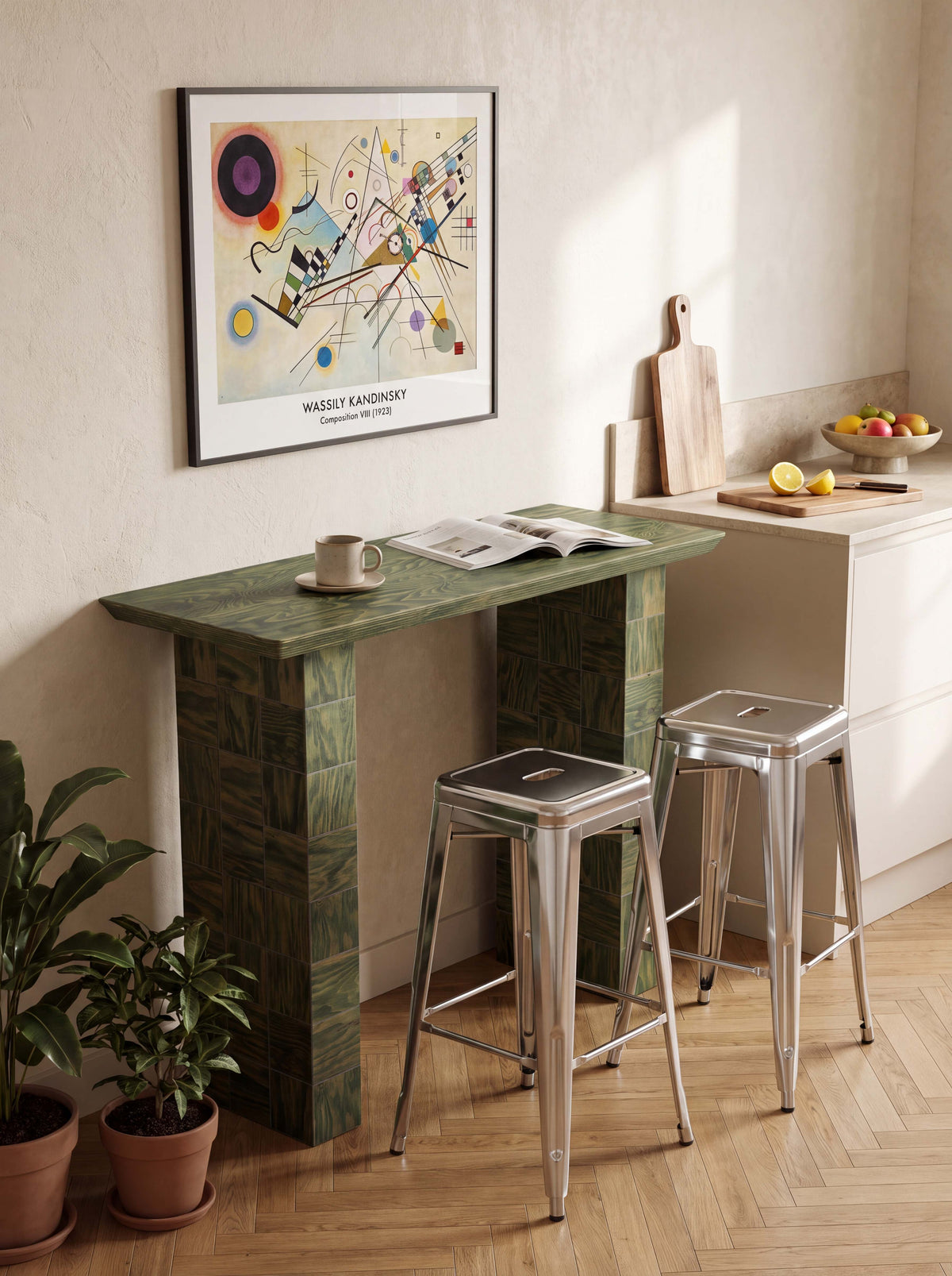 Tetra Handcrafted Bar Table | Grid Design