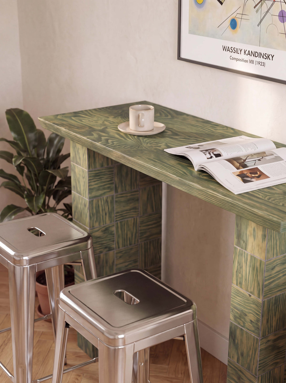 Tetra Handcrafted Bar Table | Grid Design