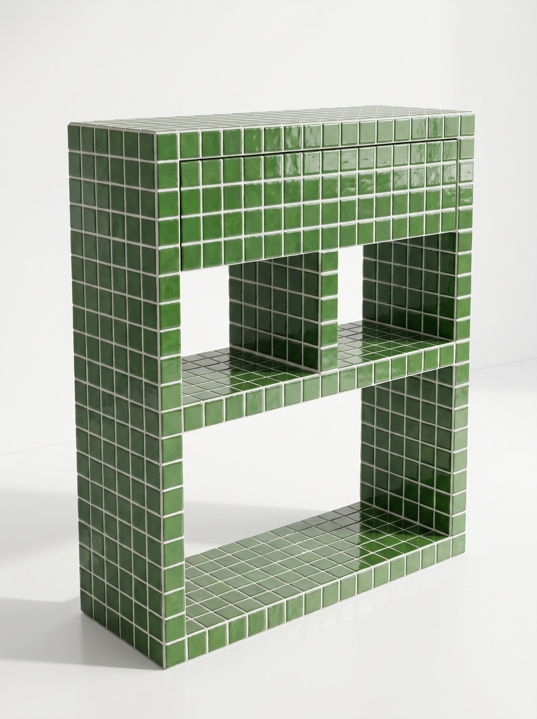 Tiled Bookshelf with Drawer, Console