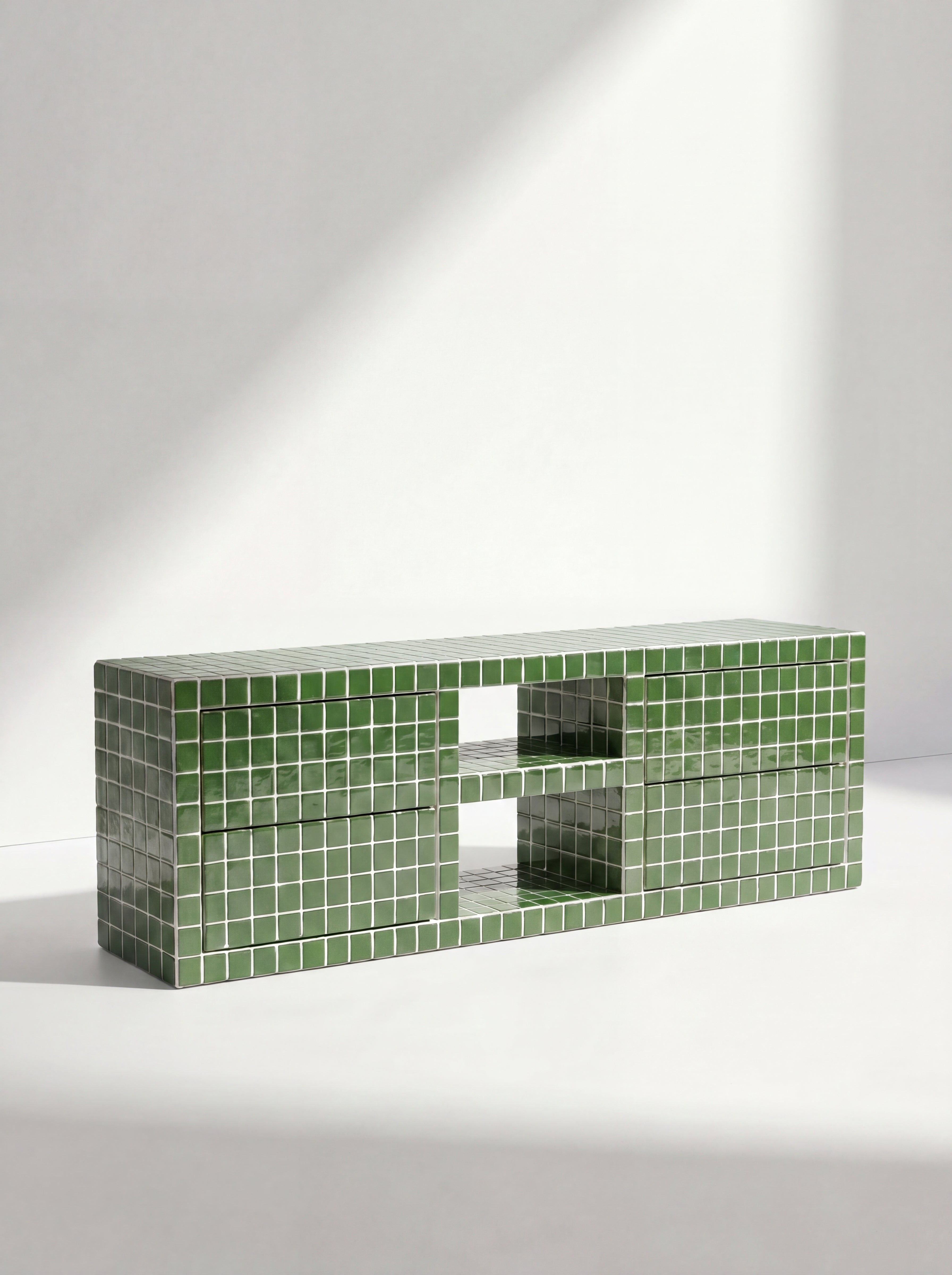 Tiled TV Stand with 4 Drawers, Fun