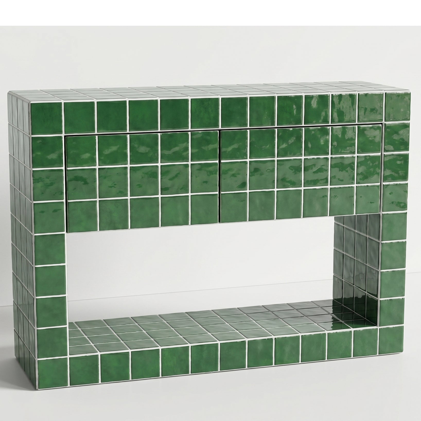 Tiled Console with 2 Drawers, Retro