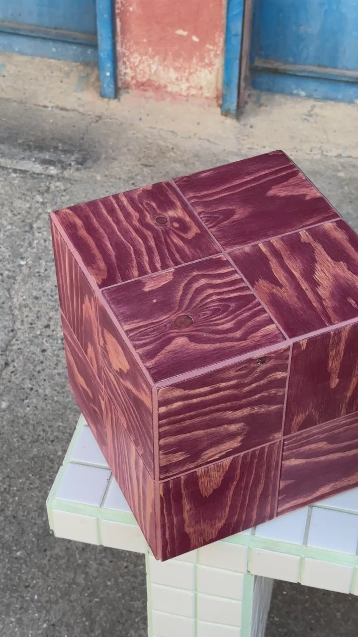 Tetra Checkered Wood Dining Table | Grid Design